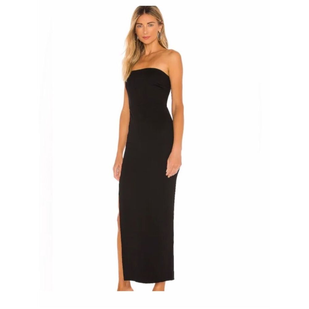 NBD Strapless Black Dress with Side Slit